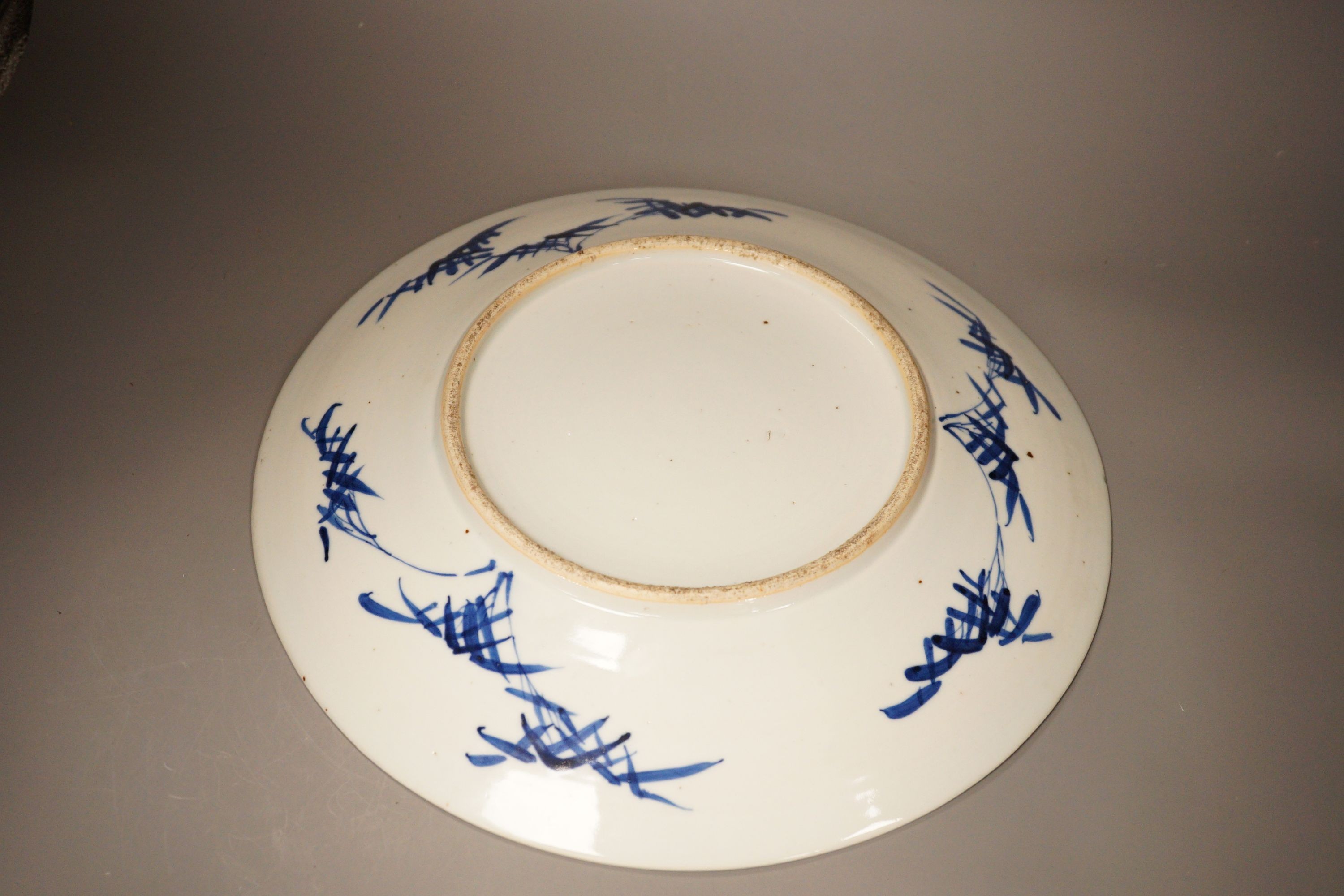 A 19th century Chinese blue and white 'Buddhist lion' dish, 35cm